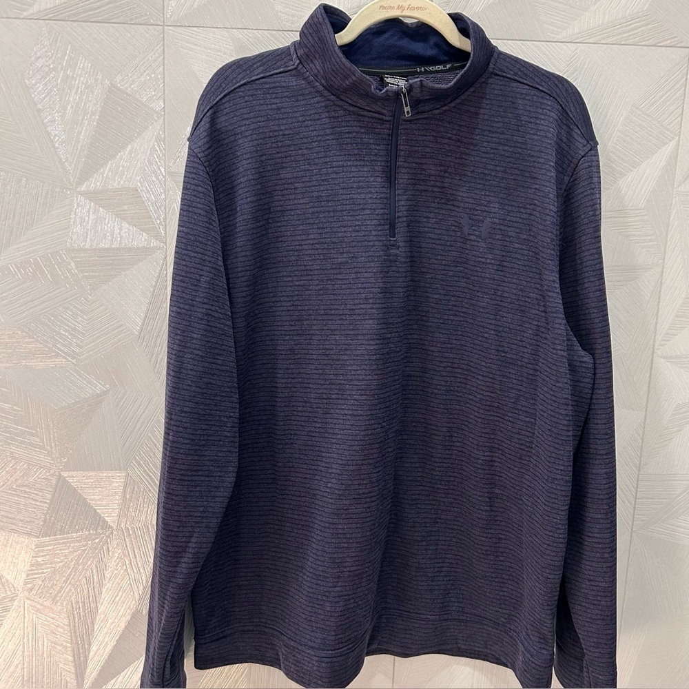 Mens Under Armour Golf Storm Sweater Fleece 1/4 Zip Pullover Blue XXL 2XL